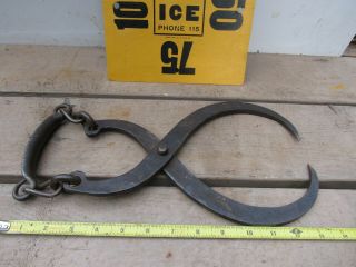 Antique Ice Box Tongs And Widow Order Sign Medium Tongs