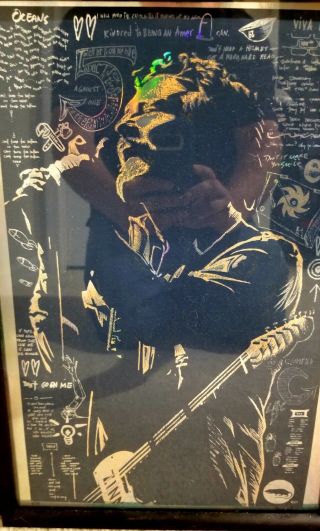 Rare Pearl Jam Methe Band Member Framed Foil Posters Complete Set S/n