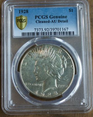 1928 Peace Dollar Key Date Pcgs Au Details Cleaned Us Rare Silver Coin