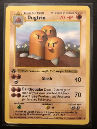Pokemon First Edition Stamped - Shadowless - Dugtrio 19/102 Ultra Rare