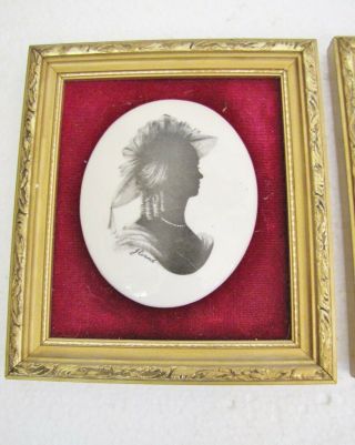 Framed Porcelain Silhouette Portrait Pictures of a Lady,  a Gentleman 2