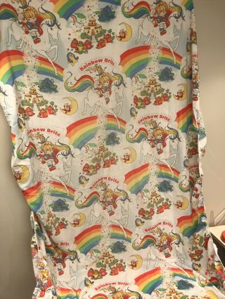 Vintage 1983 Hallmark Cards Rainbow Brite Twin Fitted Sheet,  Ideal Fabric