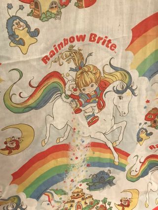 Vintage 1983 Hallmark Cards Rainbow Brite Twin Fitted Sheet,  Ideal Fabric 3