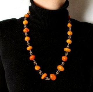 Rare Amber Rounded Beads Necklace,  Natural Baltic Butterscotch Amber,  60.  6 Gram