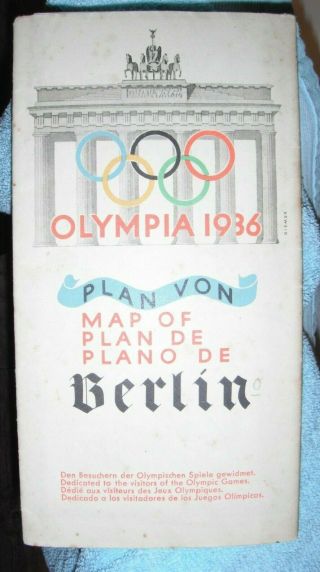 Olympic Games 1936 Map Rare Berlin Souvenier.  Dresdner Bank