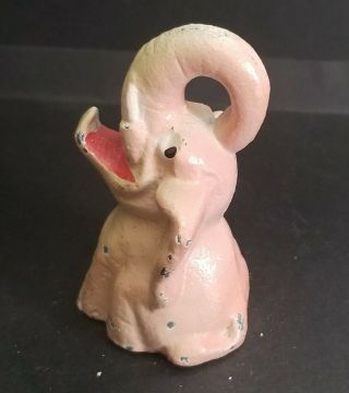 Vintage Antique 1947 Cast Iron Pink Elephant Figural Bottle Opener