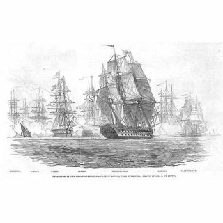 Plymouth Departure Of Grand Duke Constantine Of Russia - Antique Print 1845