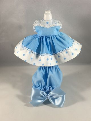 Vintage Vogue Tag Ginny Blue Dress W - Dots,  Bloomers & Hair Bow (no Doll)