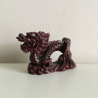 Vintage/retro Chinese Dragon Red Resin Burgundy Ornament Vgc