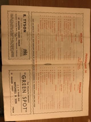 IRELAND v ENGLAND 1949 RUGBY PROGRAMME in DUBLIN RARE 2