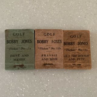 Rare Set Of 3 Bobby Jones Golf Memorabilia Flicker Books Hickory Era