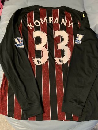 Very Rare Vincent Kompany Match Worn Away Unwashed 2009 Debut Season Shirt