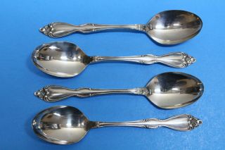 4 Wm A Rogers Oneida Ltd Old South Silverplate Place / Oval Soup Spoons