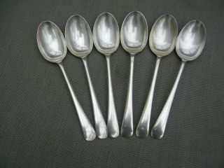 Set 6 Vintage Silver Plated Dessert Spoons Old English Pattern Josiah Adams 7 "