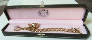 Rare,  Juicy Couture Chunky Gold Pl.  Charm Bracelet In Bespoke Case - Usa