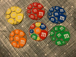Vintage 1990s M&m Drink Coasters Rare - Set Of 6 - Candy Mars Bar Collectible