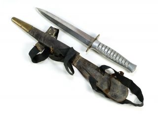 Rare Wwii Theatre Made Dagger Fighting Knife Fairbairn–sykes Style W/ Sheath