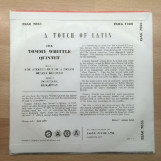 The Tommy Whittle Quintet A Touch of Latin SAGA rare UK EP Eddie Thompson EX, 2