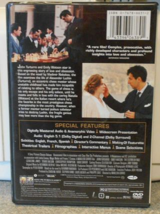 The Luzhin Defence (DVD,  2001) RARE ROMANCE DRAMA DISC W INSERT 2