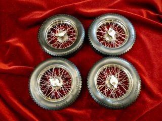 Rare 1/8 Pocher 4 Built Spoke Wheels & Tires Set Alfa Romeo Spider Monza Ferrari
