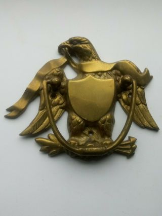 Vtg Brass Door Knocker◾ American Eagle With Banner ◾needs Screws