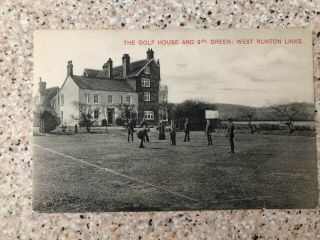 Rare 1905 Golf Postcard Golfers On The 9th Green West Runton Golf Course