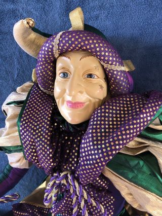 Rare Vintage Mardi - Gras Life - Size Jester Doll Display 58 " $no Reserve$