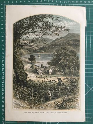 1875 Antique Print; Nab Cottage near Ambleside,  Cumbria after W.  H.  J Boot 2