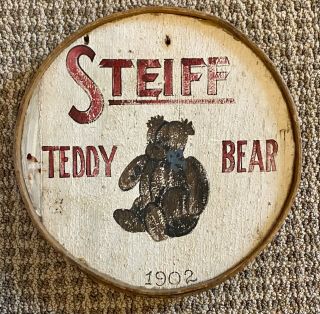 Vintage " Steiff Teddy Bear " Wooden Sign