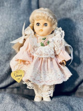 Vintage Vogue Ginny Doll With Tagged Pink Dress Shoes Lace 1984 Sleep Eyes