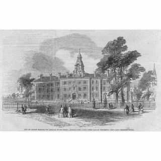 Hospital For Diseases Of The Chest,  Victoria Park,  London - Antique Print 1851