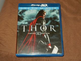 " Thor " 3d/2d 3 - Disc Rare Blu - Ray/dvd Marvel Limited Edition