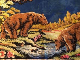VINTAGE 1970 ' s Antique Bears Wall Hanging Tapestry,  39 