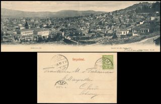 Turkey - Smyrne 1904,  Ottoman Rare Panoramic Double Card To Germany.  N787