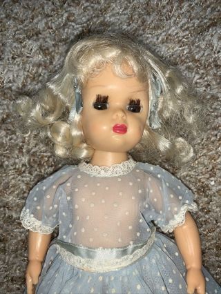 Vintage Blonde 10” Tiny Terri Lee In Tagged Blue Polka Dot Dress