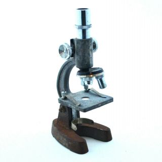Antique Vintage Toy Metal Microscope 3 Lenses 1960s Science Lab - Repair