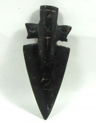4.  0 " Hongshan Culture Hand - Carved Arrowhead Carving Meteorite Pendant