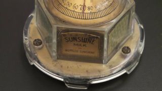 Vintage 1920 ' s Mova Desk Glass Thermometer Advertising Sunshine Milk Dairy Rare 5