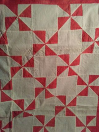 Antique Vintage Light Red Table Top Quilt Top 36x32