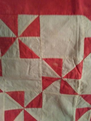 Antique Vintage Light Red Table Top Quilt Top 36x32 3