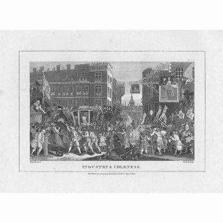William Hogarth Industry And Idleness Scene 12 - Antique Print 1809