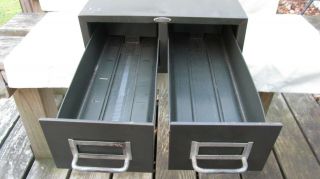 Vintage Cole - Steel Two Drawer Index Card Metal File Cabinet / 16” X 12” / 3