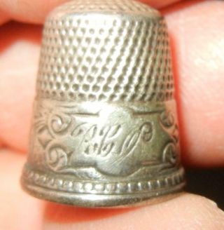 Antique Floral Band Ketcham Mcdougall Sterling Silver Thimble Size 9
