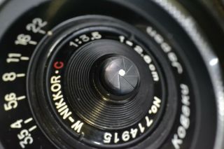 Rare Black in Case Nikon W - Nikkor C 2.  8cm 28mm f/3.  5 S Mount Japan 3