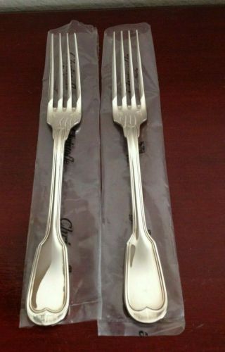 Vintage Pair (2) Of Christofle Silver Plated Forks Paris Ioc France.  W/sleeve