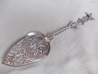 1356 / Vintage Dutch Ornate Silver Plated Pie / Cake Slice With Windmill Handle