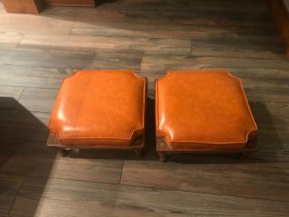 Vintage Ethan Allen Stacking Footstools Retro Orange - Set Of Two Rare Color