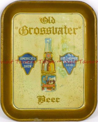 Rare 1930s Ohio Akron Old Grossvater Beer Rectangular Serving Tray