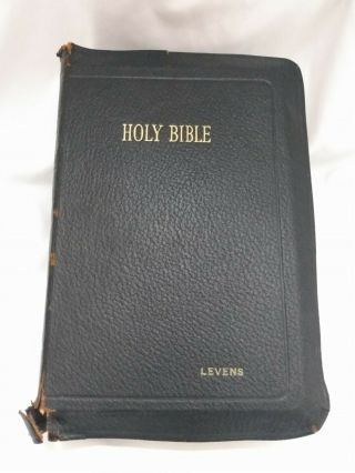 Holy Bible Kjv Large Print,  Red Letter,  Thumb Indexed,  Leather,  Antique 1947