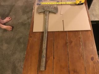 Antique Vintage Double Bit Axe Ax Head With Handle